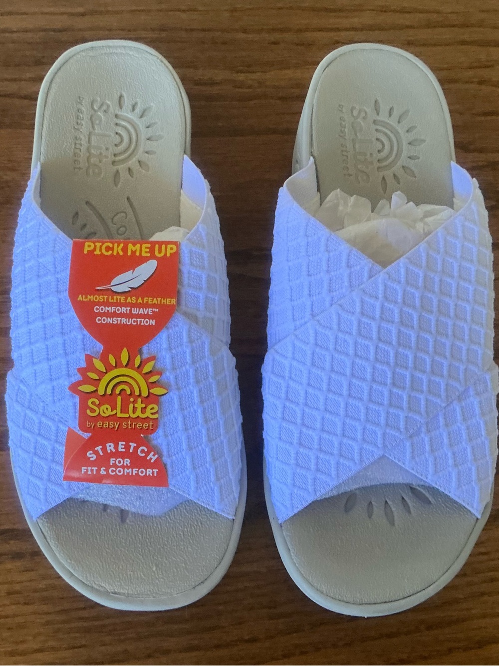New Easy Street So Lite White Slide Sandals- Size 8.5